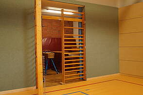 Sporthalle Innenansicht Sprossenwand