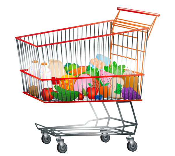 digitale Zeichnung gefüllter Einkaufswagen