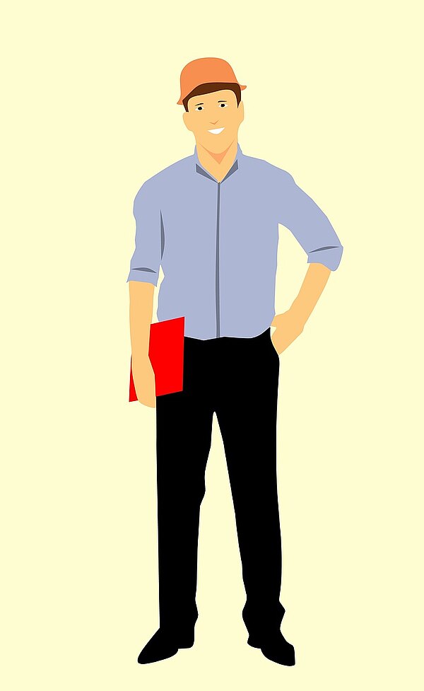 digitale Zeichnung Mann mit rotem Umschlag